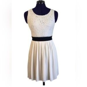Rewind Cream Pleated A-Line Mini Dress